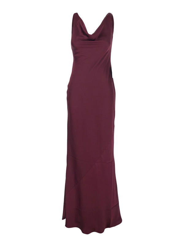 Long Dress Tech Fabric Bordeaux Polyester
