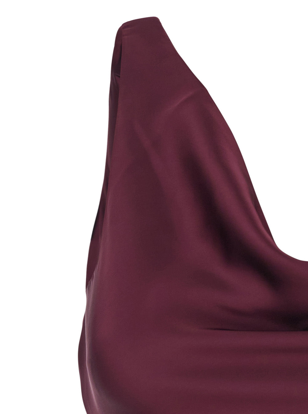 Long Dress with Asymmetric Neckline and Flared Skirt in Tech Fabric Bordeaux Women Polyester