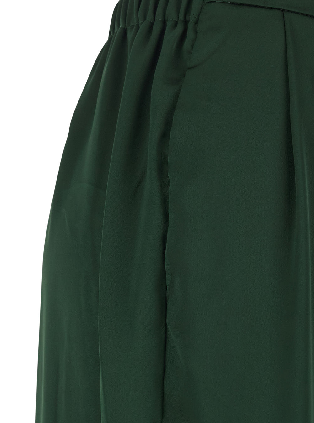 High-Waisted Pants with Front Pleats and Wide Leg in Green Tech Fabric for Women Polyester Trousers