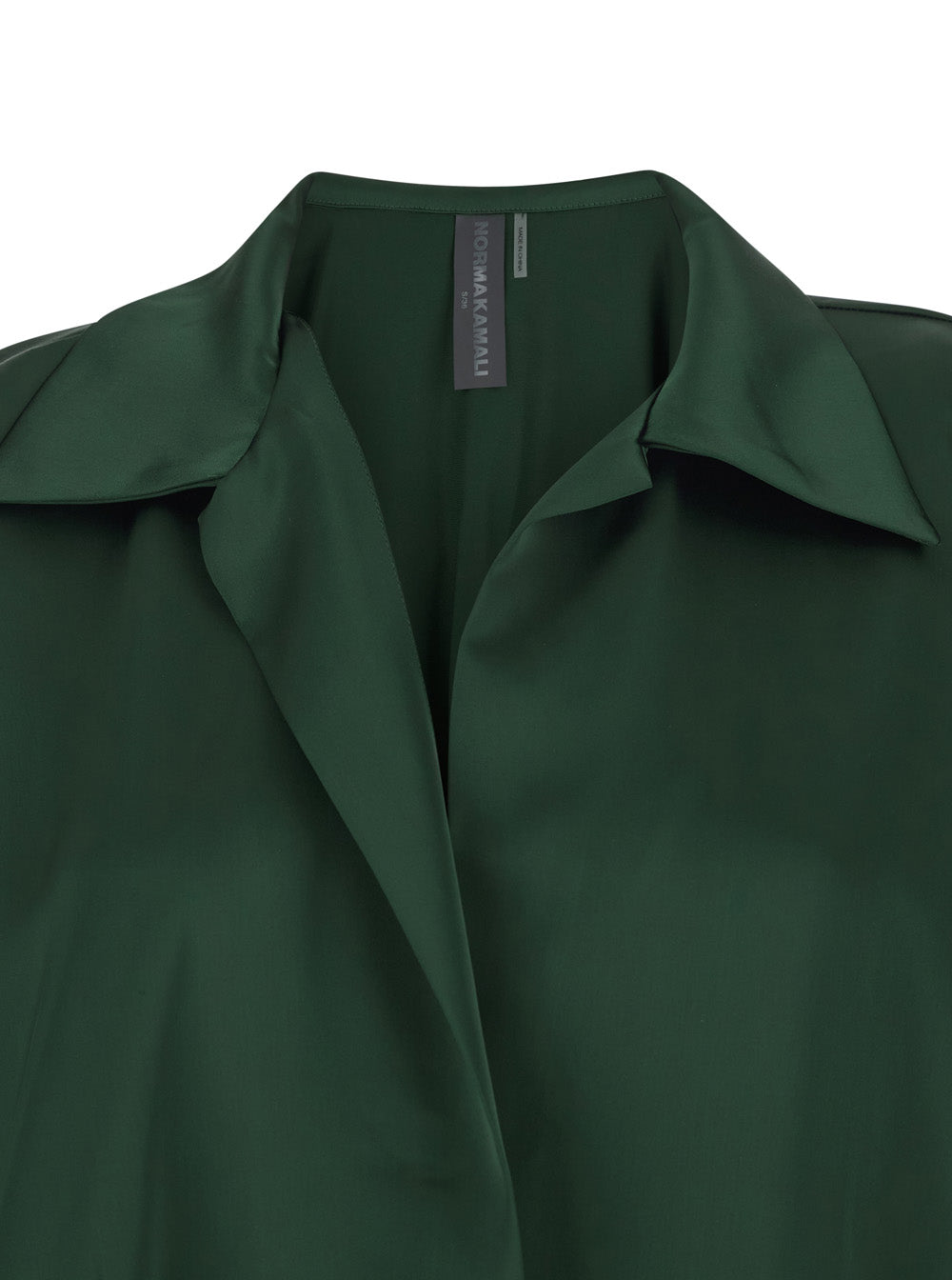 Blouse with Wide Collar and V-Neck in Tech Fabric Green Women Polyester Shirts Blouses