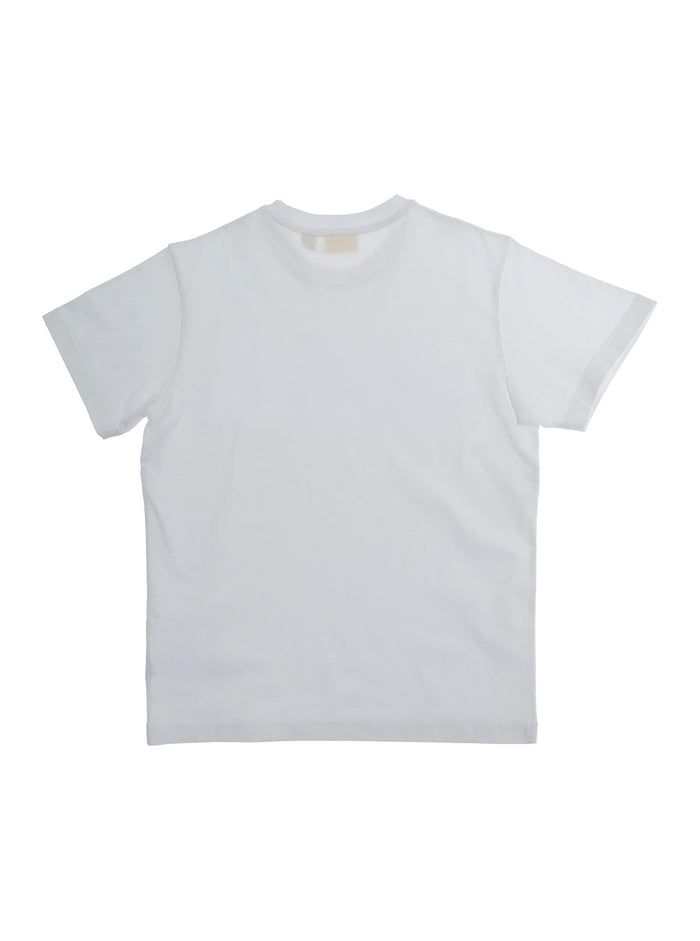 White T-shirt with logo on the front Kids Cotton Tshirts And Polo Shirts