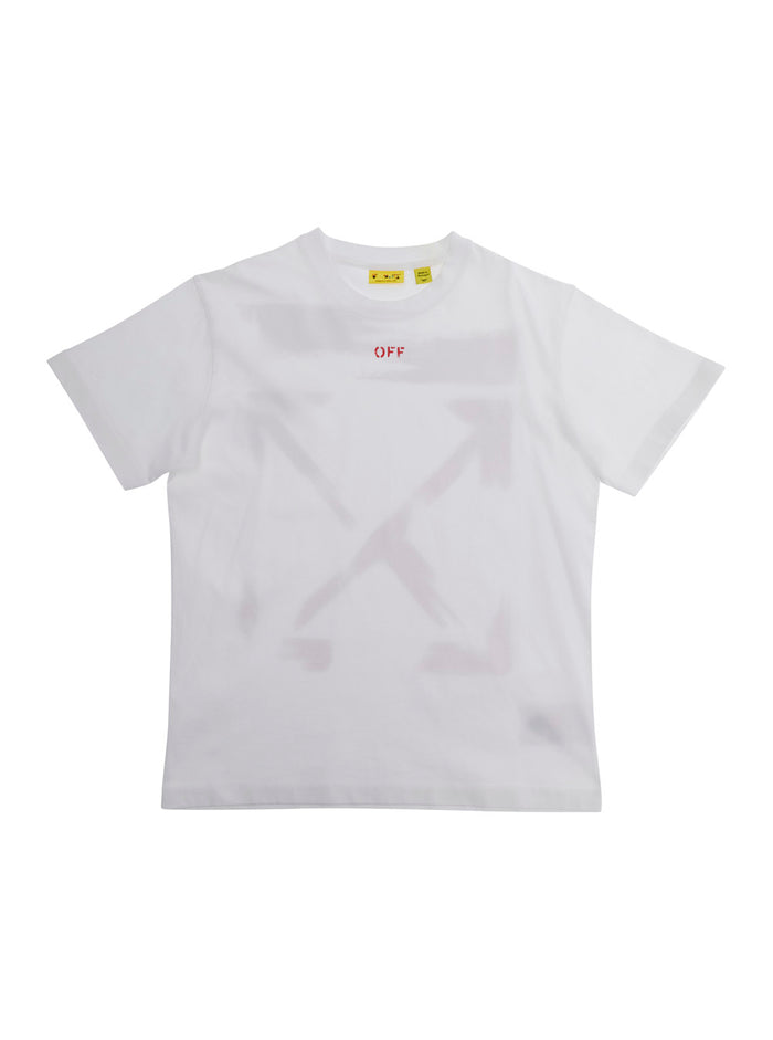 White T-Shirt ARROW PAINT TEE S-S with Front Graphic Print and Short Sleeves for Men Cotton Tshirts Polo Shirts