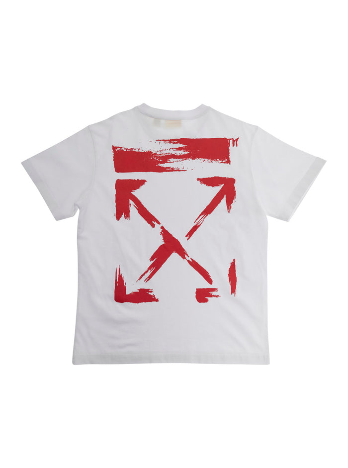 White T-Shirt ARROW PAINT TEE S-S with Front Graphic Print and Short Sleeves for Men Cotton Tshirts Polo Shirts