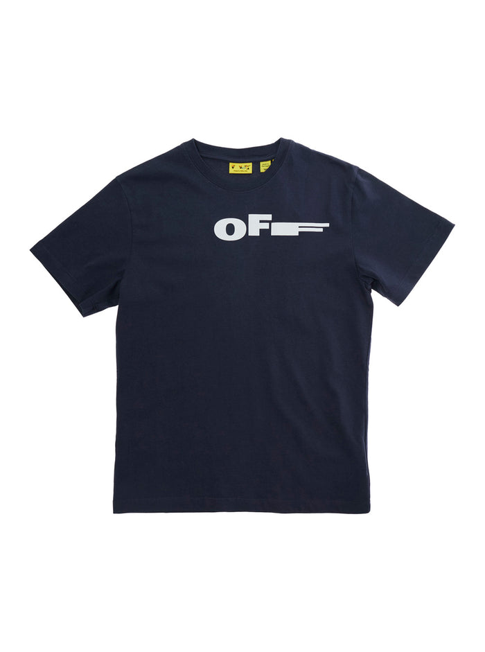 Blue T-shirt with logo on the front and print back in Cotton Kids Blu Tshirts Polo Shirts