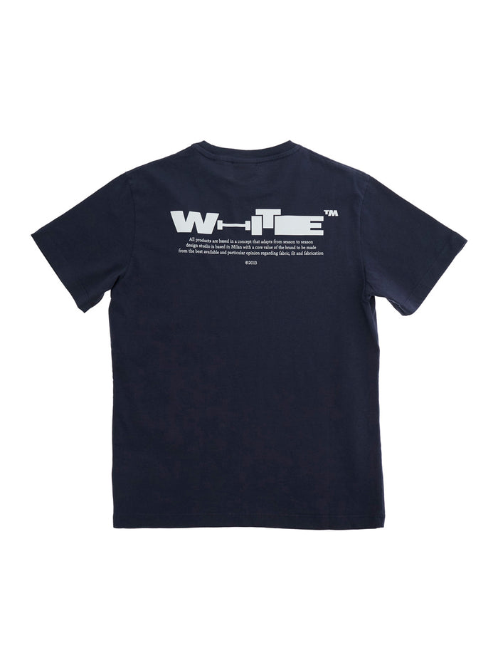 Blue T-shirt with logo on the front and print back in Cotton Kids Blu Tshirts Polo Shirts