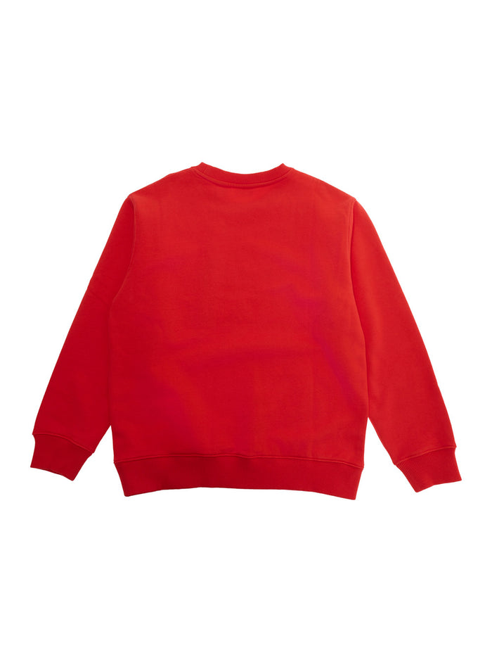 Red Sweatshirt BIG BOOKISH DOUBLE CREWNECK with Printed Logo on the Front in Cotton for Men Sweatshirts