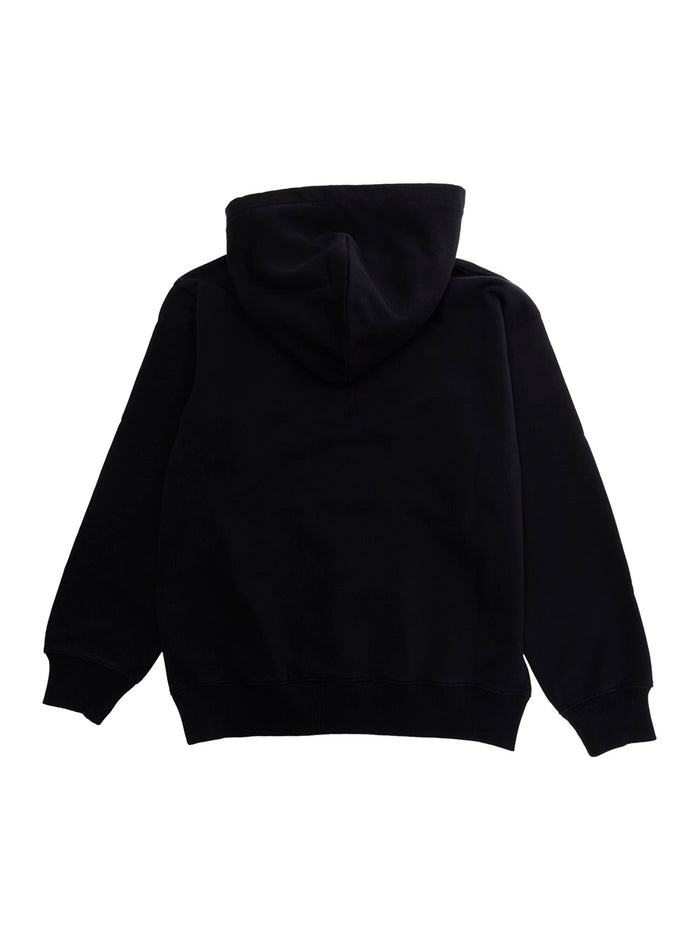 Black BIG BOOKISH DOUBLE HOODIE with Front Logo Print in Cotton for Men Sweatshirts