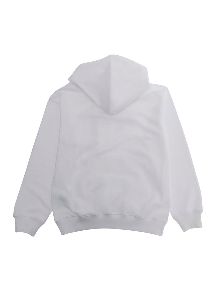 White Hoodie BIG BOOKISH SPLAT INK with Hood and Front Print Logo in Cotton Women Sweatshirts