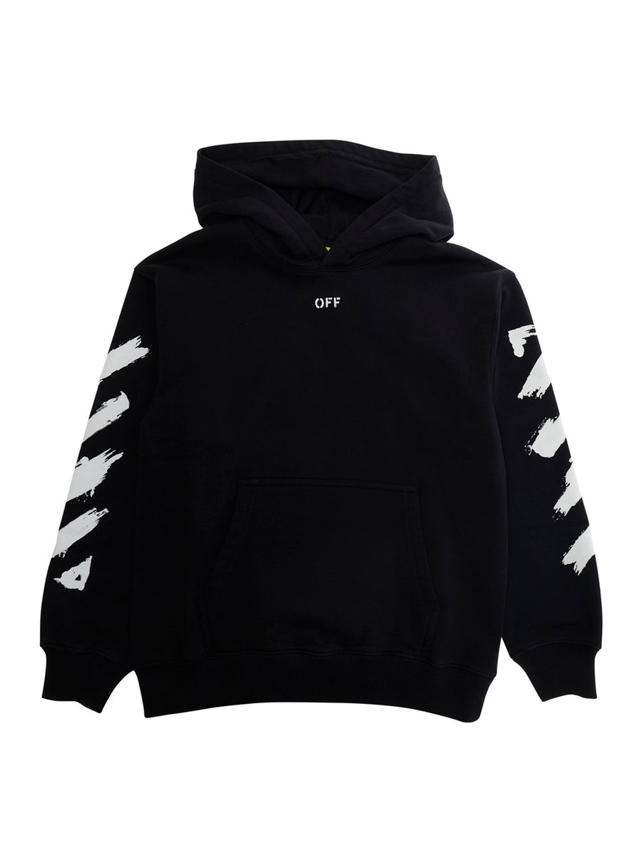 Hoodie Diag Paint Black Cotton Hoods & Sweatshirts