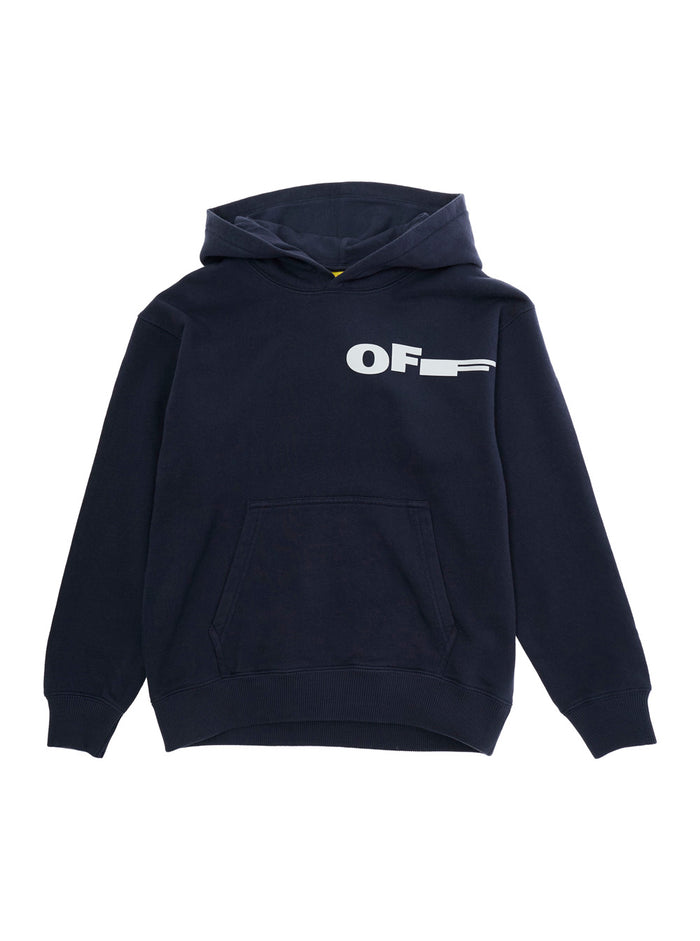 Blue Cotton Hoodie with Front and Back Logo for Kids Blu Sweatshirts