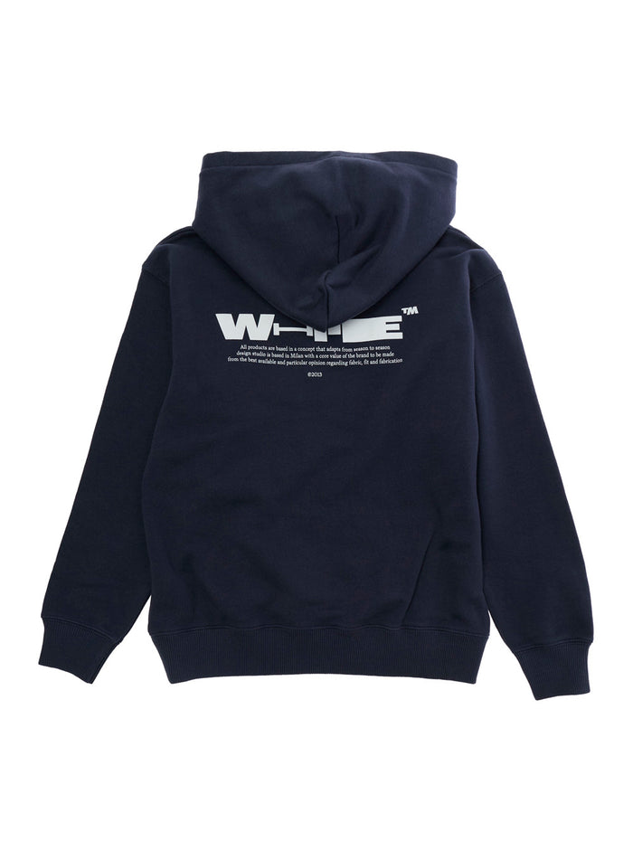 Blue Cotton Hoodie with Front and Back Logo for Kids Blu Sweatshirts