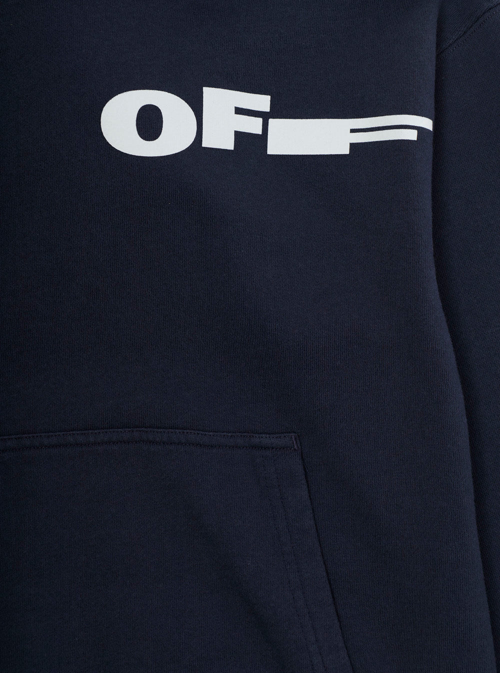 Blue Cotton Hoodie with Front and Back Logo for Kids Blu Sweatshirts