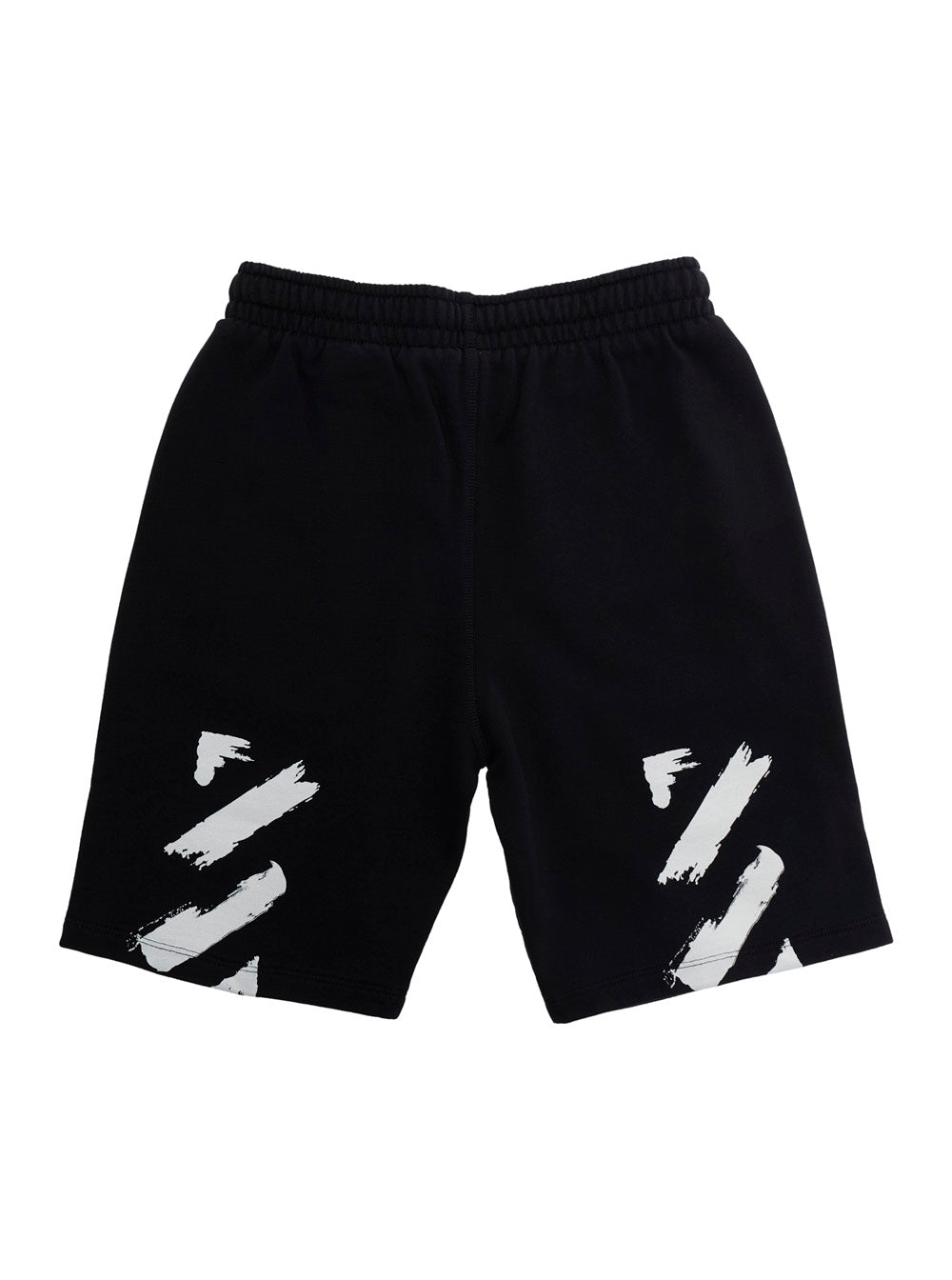 DIAG PAINT SWEATSHORT Black Bermuda with Cotton Print Details for Men Shorts And