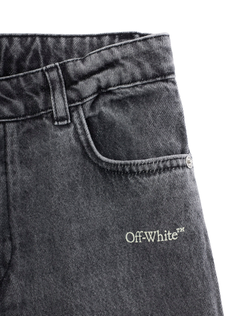 Five-Pocket Jeans With Logo On Front And Back Grey Cotton For Kids