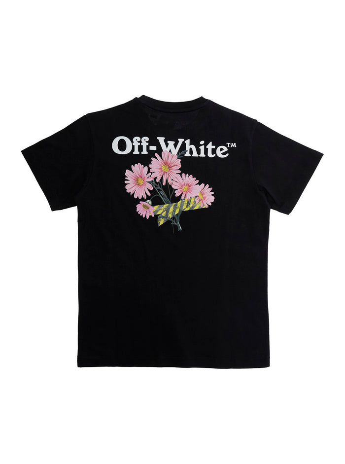 Black T-Shirt DAISY TAPE TEE S-S with Short Sleeves and Logo Details on the Front in Womens Cotton Tshirts Polo Shirts