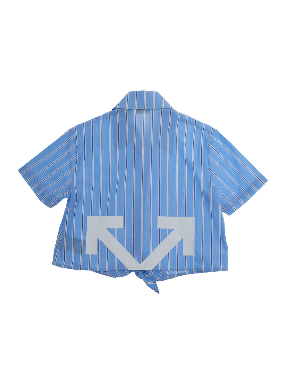 Blue Top with Striped Motif and Front Knot for Girls Light Cotton Tops