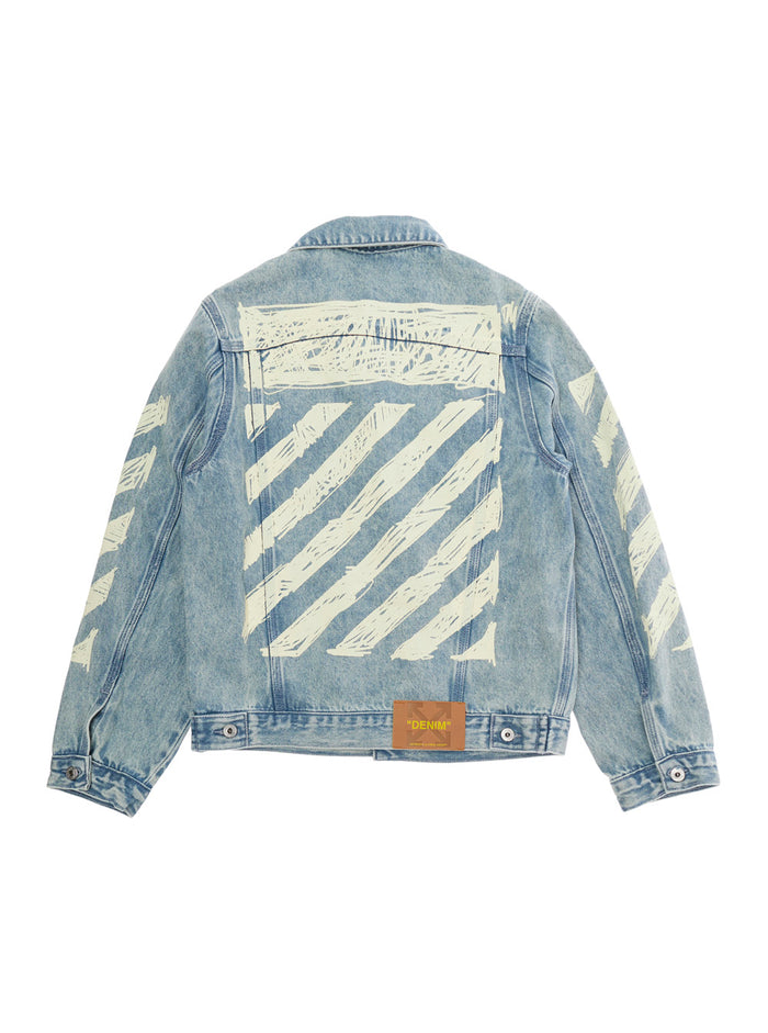 Blue Jacket with Diagonal Details on Sleeves and Back for Girls Light Cotton Outerwear