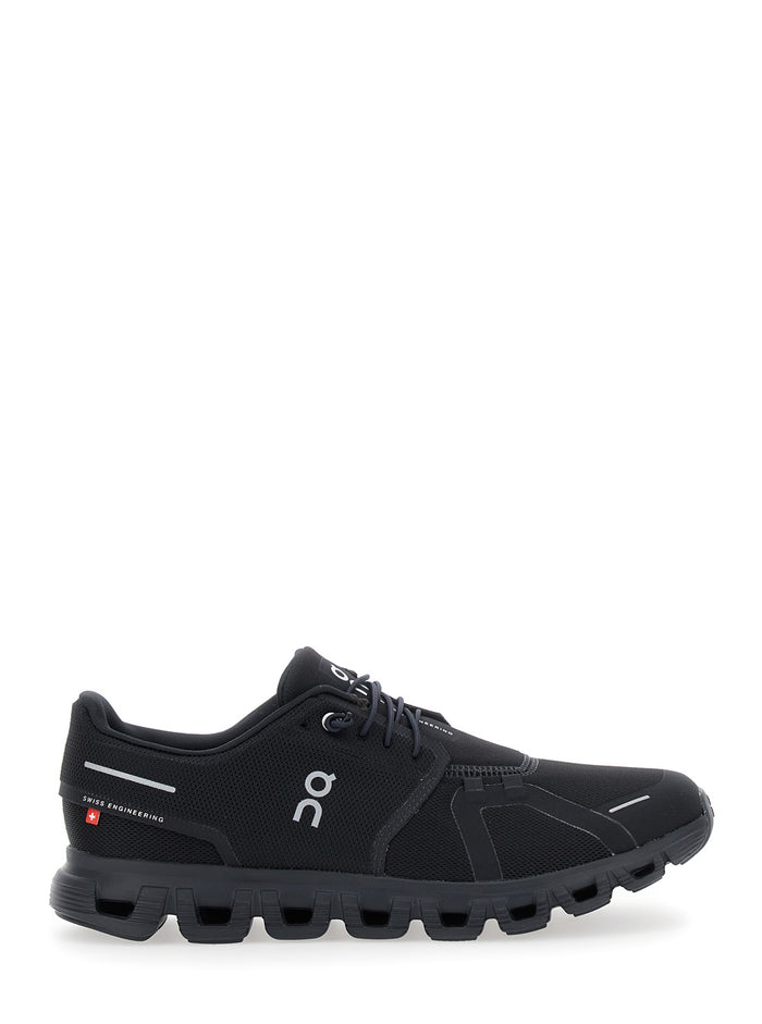 Cloud 6 Black Low Top Sneakers With Mesh Details And Logo On The Side Tech Fabric Man