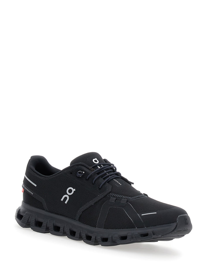 Cloud 6 Black Low Top Sneakers With Mesh Details And Logo On The Side Tech Fabric Man
