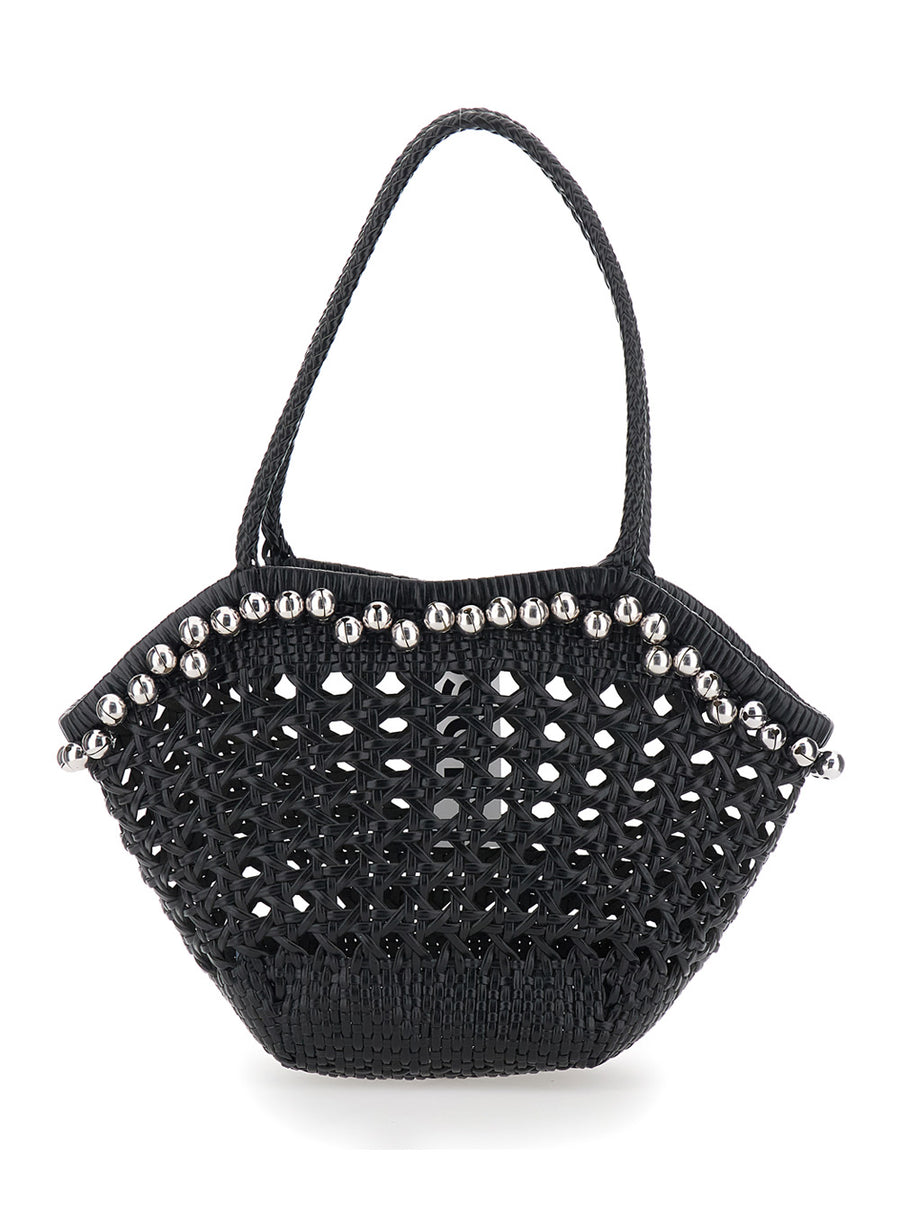 Shoulder Bag Lip Black Leather Recycled