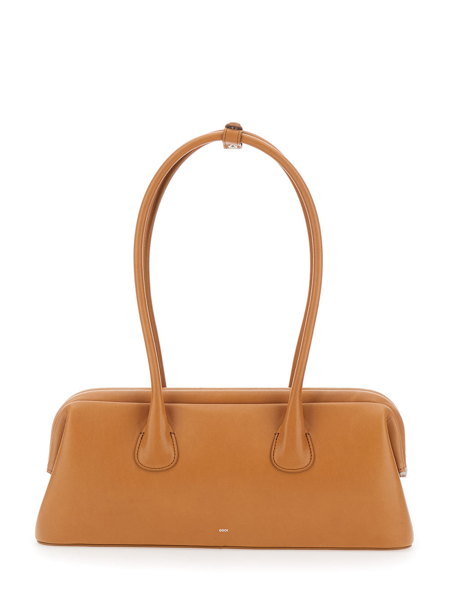 Shoulder Bag Boat Wide Mini Brown Leather Cow