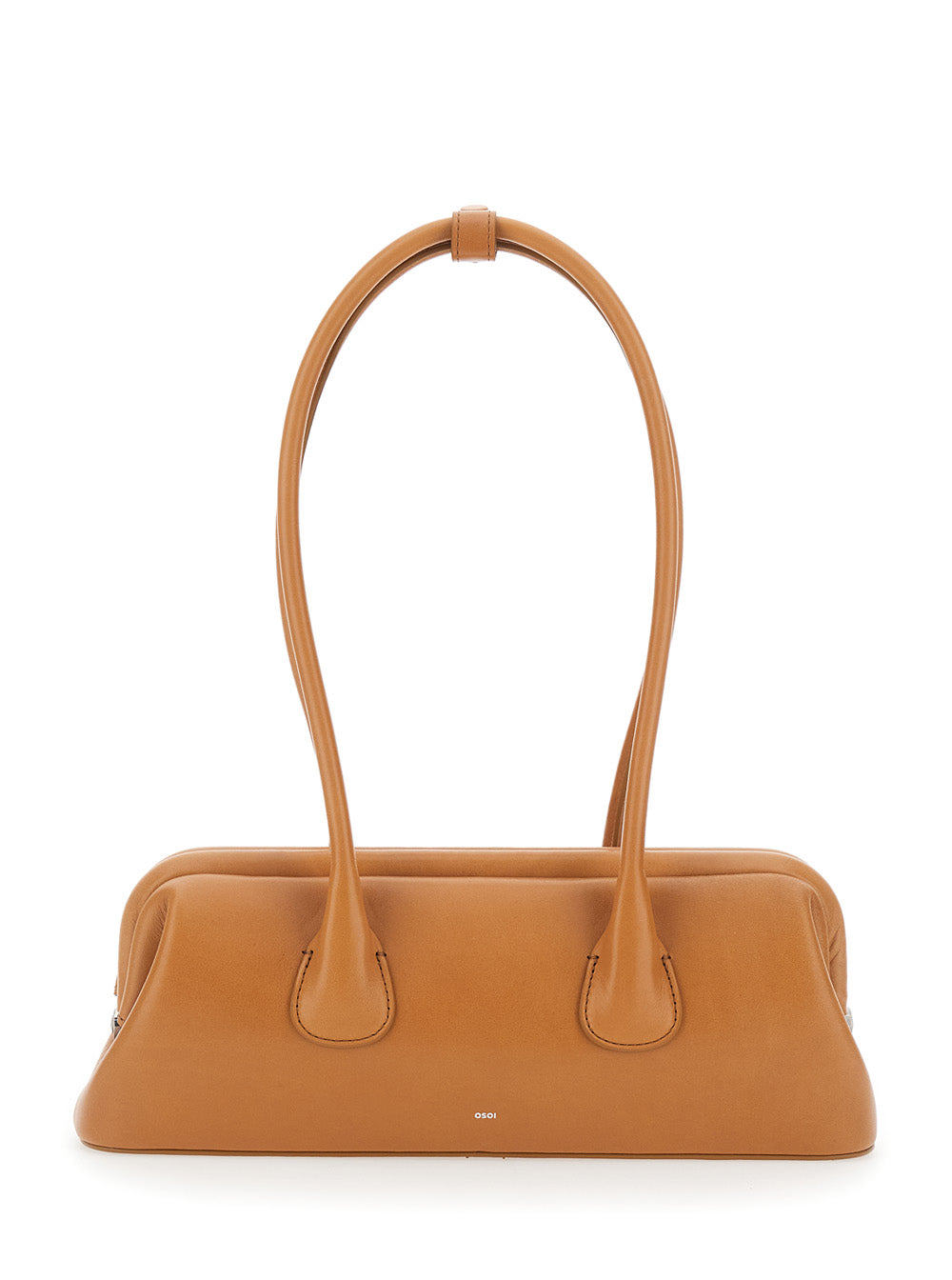 Shoulder Bag Boat Wide Mini with Round Handles in Brown Leather for Women Cow