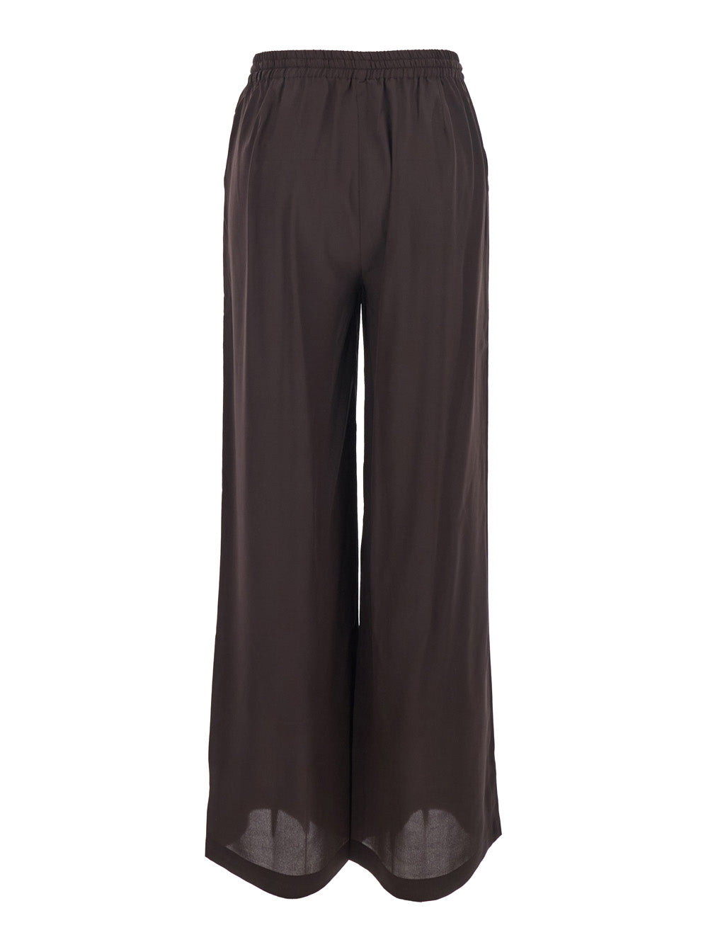 Brown Womens Silk Drawstring Waist Pants Trousers