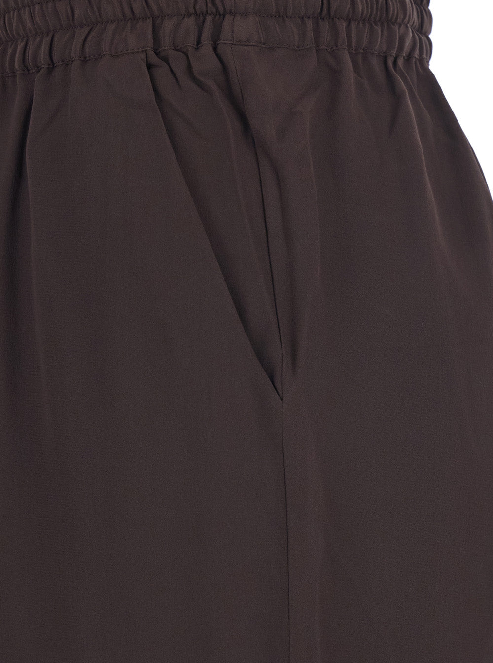 Brown Womens Silk Drawstring Waist Pants Trousers