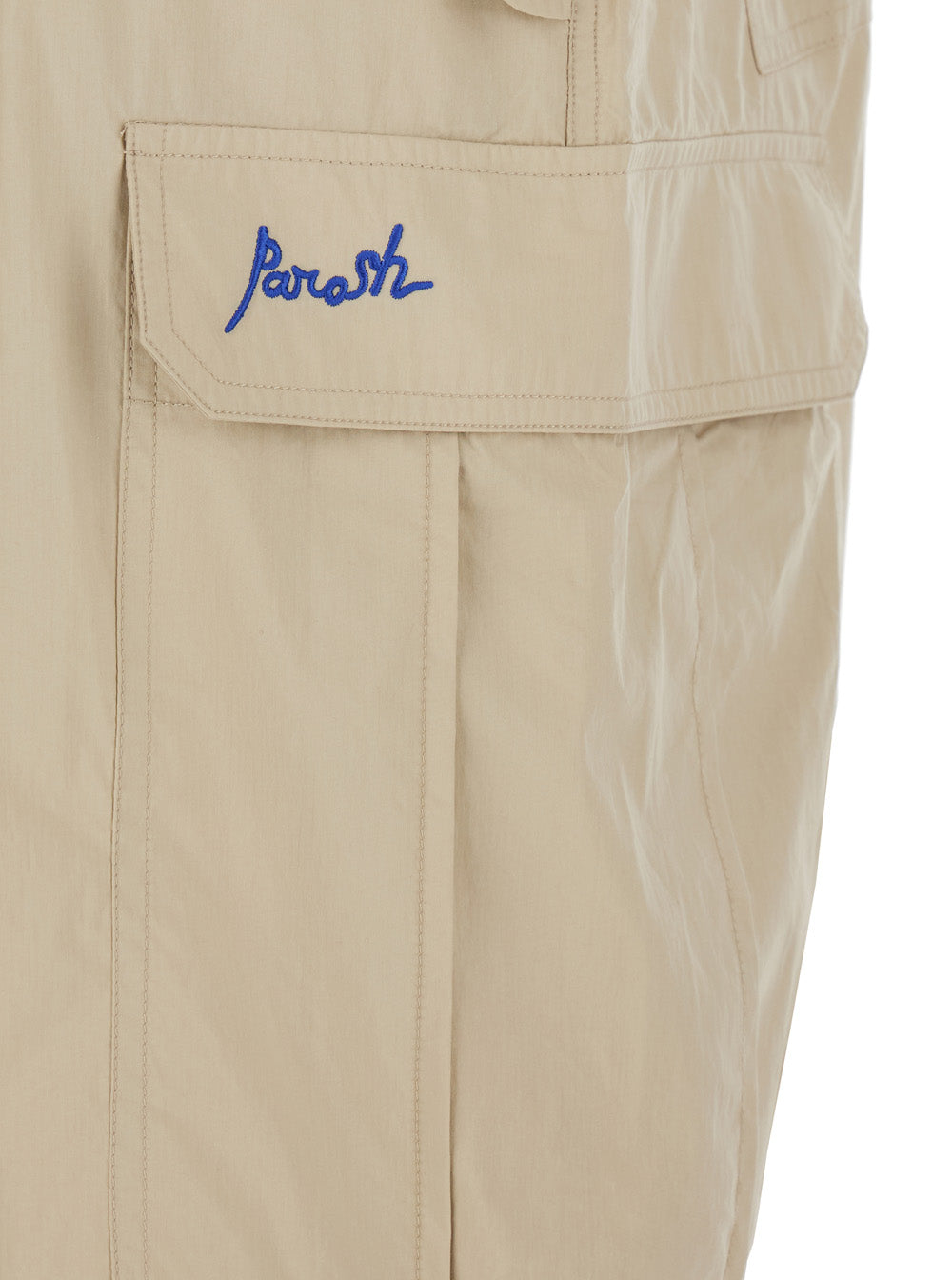Beige Drawstring Waist Cargo Pants for Women Polyamide Cotton Trousers