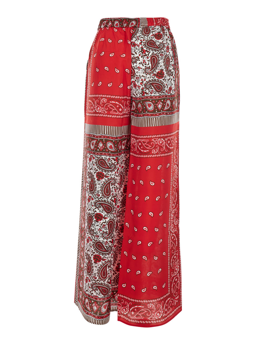 Trousers With Red Pattern Tech Fabric