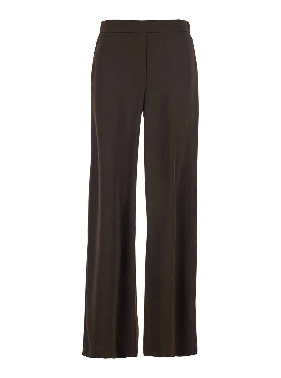 Trousers Wide-Leg Brown Polyester