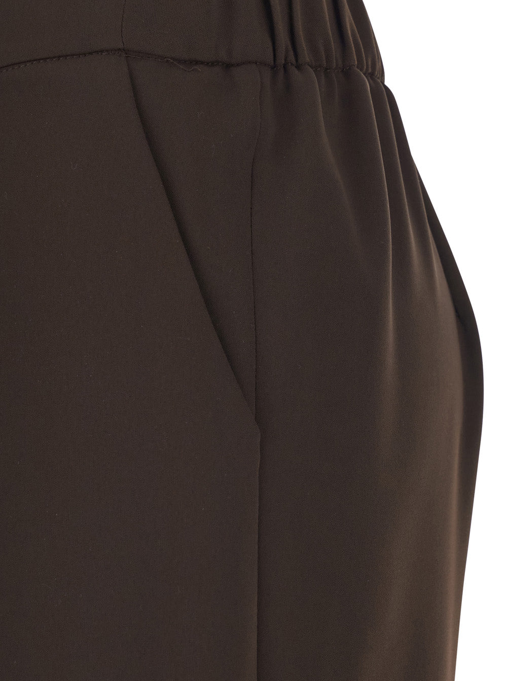 Brown Wide Leg Pants with Elastic Waist for Women Polyester Trousers