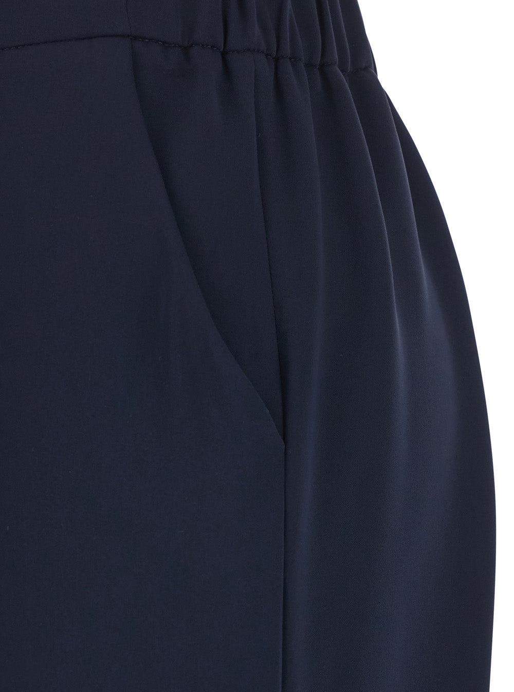Blue Pants with Elastic Waist and Wide Leg in Womens Fabric Blu Polyester Trousers