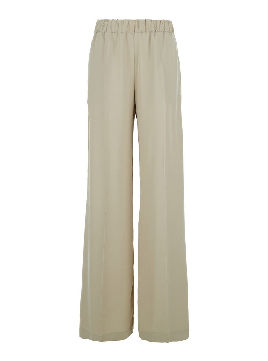 Tech Fabric Pants Beige Polyester Trousers