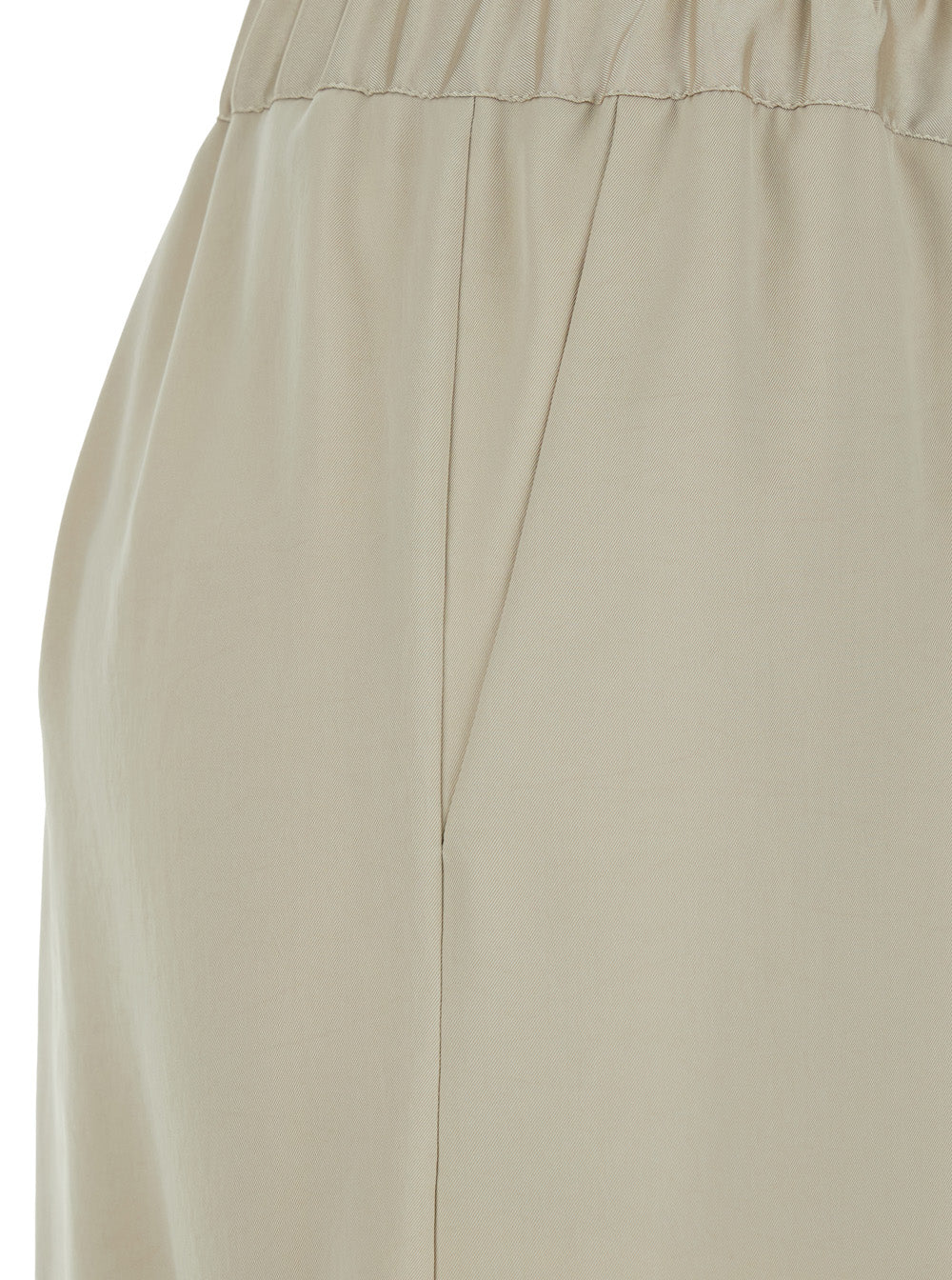 Beige Womens Elasticized Waist Tech Fabric Pants Polyester Trousers