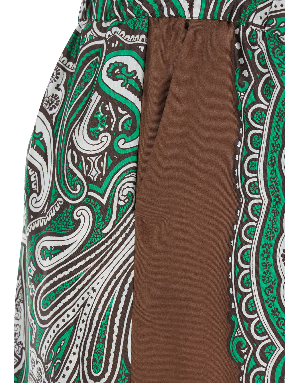 Green Pants with Contrast Side Stripe and All-Over Silk Scarf Print for Women Trousers