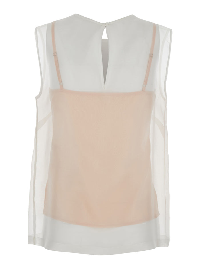 White Silk Blouse with Semi-Transparent Design for Women Shirts And Blouses