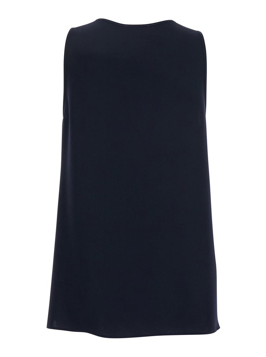 Sleeveless Top, Blue Polyester Tops