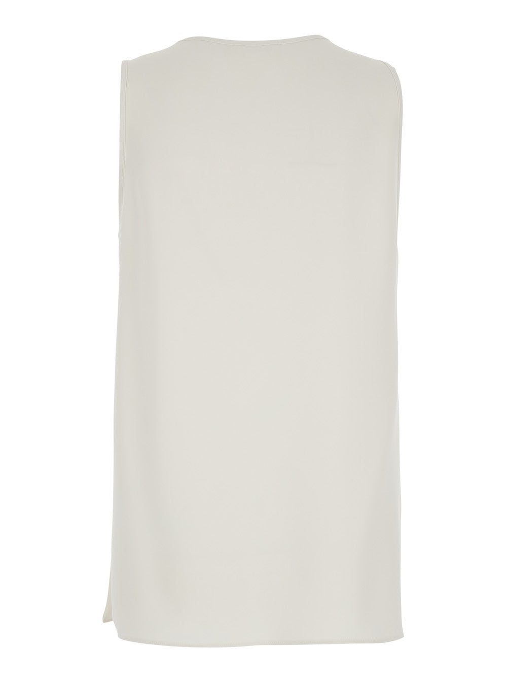 Sleeveless Top with Round Neck in White Fabric for Women Polyester Tops