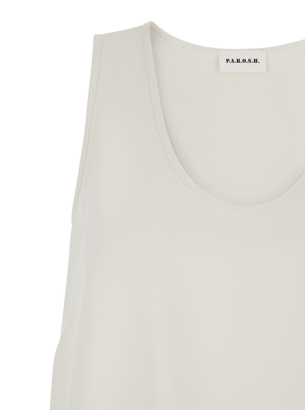 Sleeveless Top with Round Neck in White Fabric for Women Polyester Tops