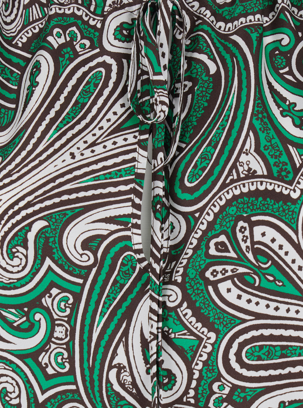 Silk Blouse with Long Balloon Sleeves and All-Over Green Print for Women Shirts Blouses