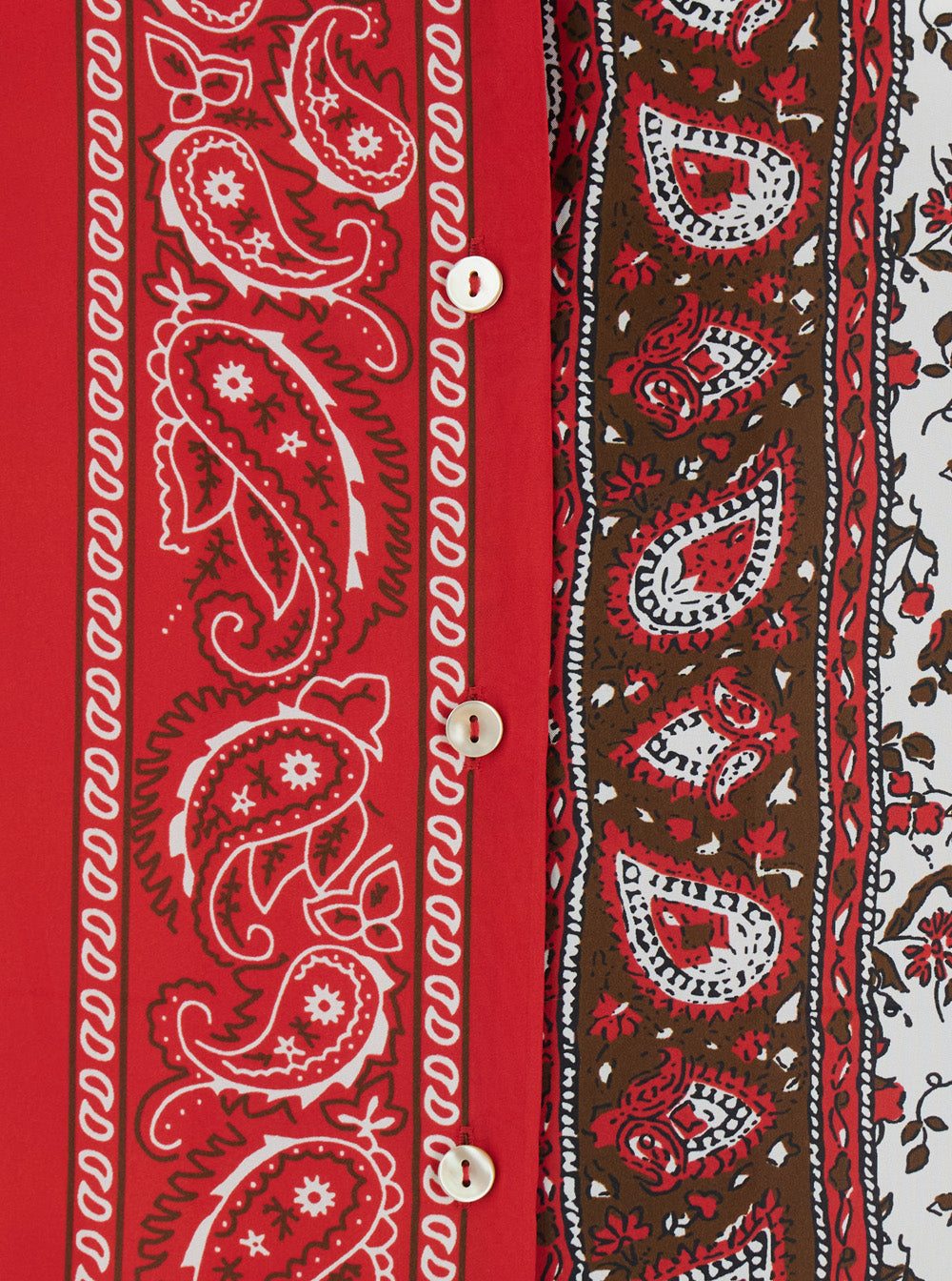 Shirt with Cuban Neckline and All Over Bandana Print in Red Silk for Women Blouses