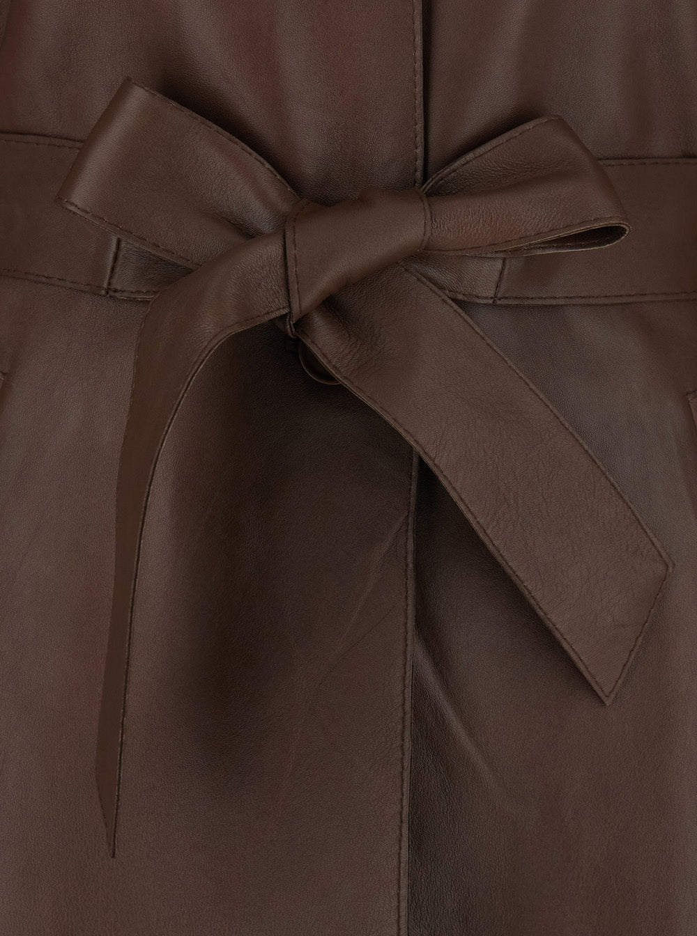 Brown Leather Jacket with Wide Collar and Front Belt for Women Lamb Blazers