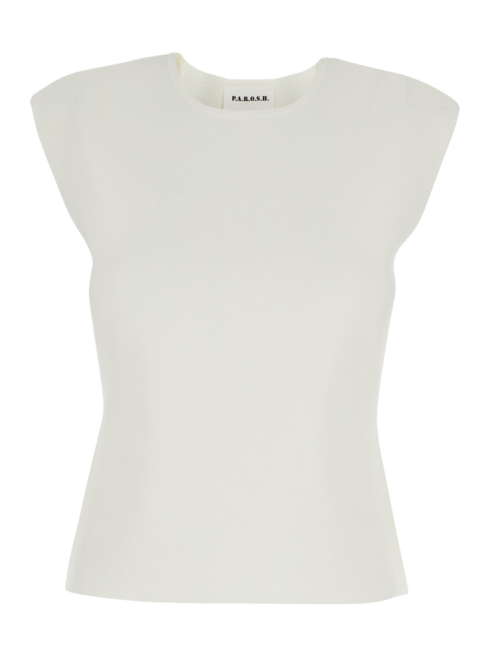 Top with Round Neckline and Short Design in Viscose Blend White Women Polyamide Tops