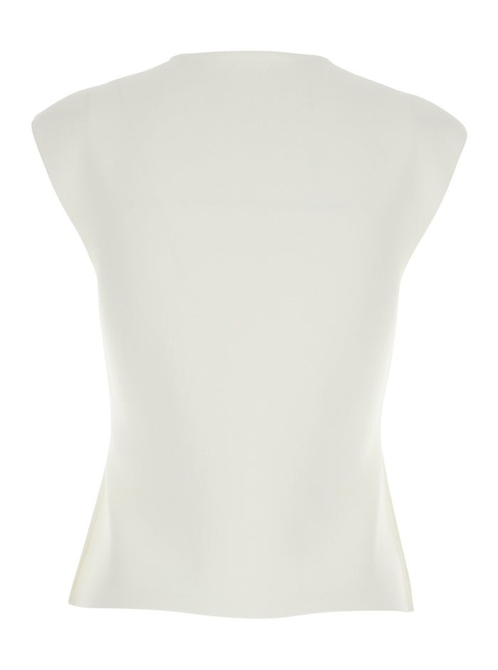 Top with Round Neckline and Short Design in Viscose Blend White Women Polyamide Tops