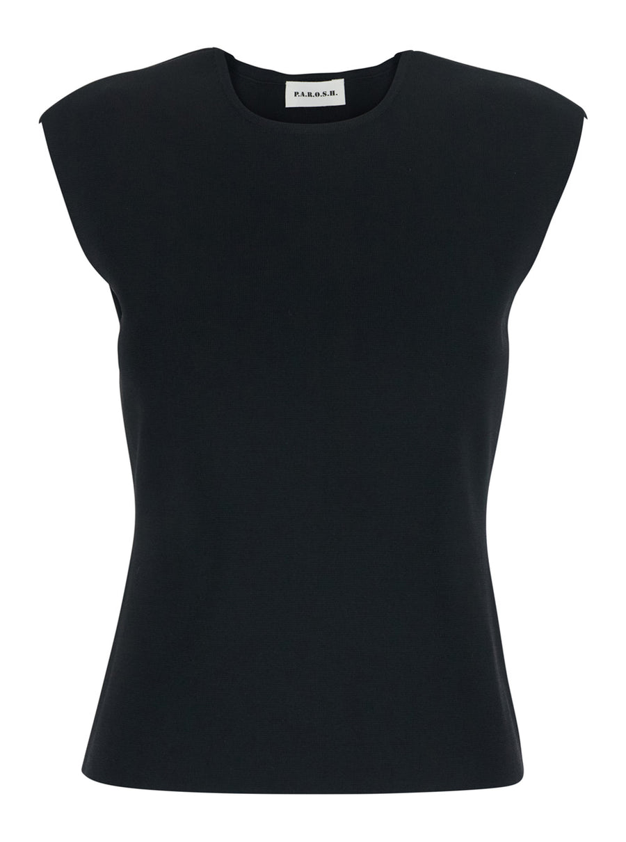 Top Black Viscose Blend Tops