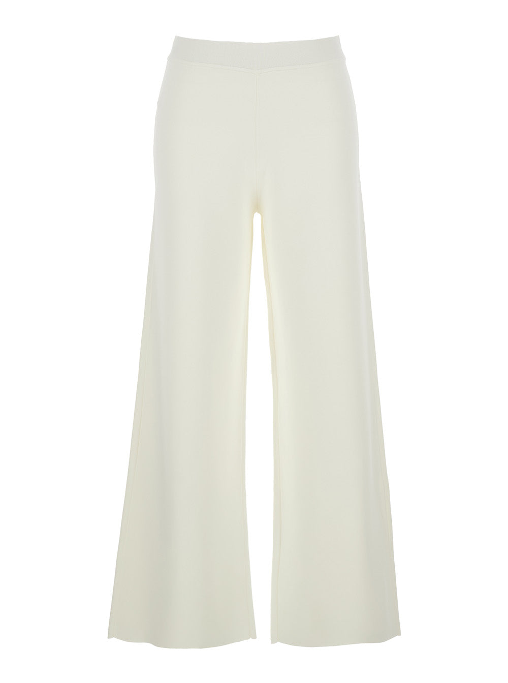 Wide Leg Pull-On Pants in Viscose Blend White Women Polyamide Trousers