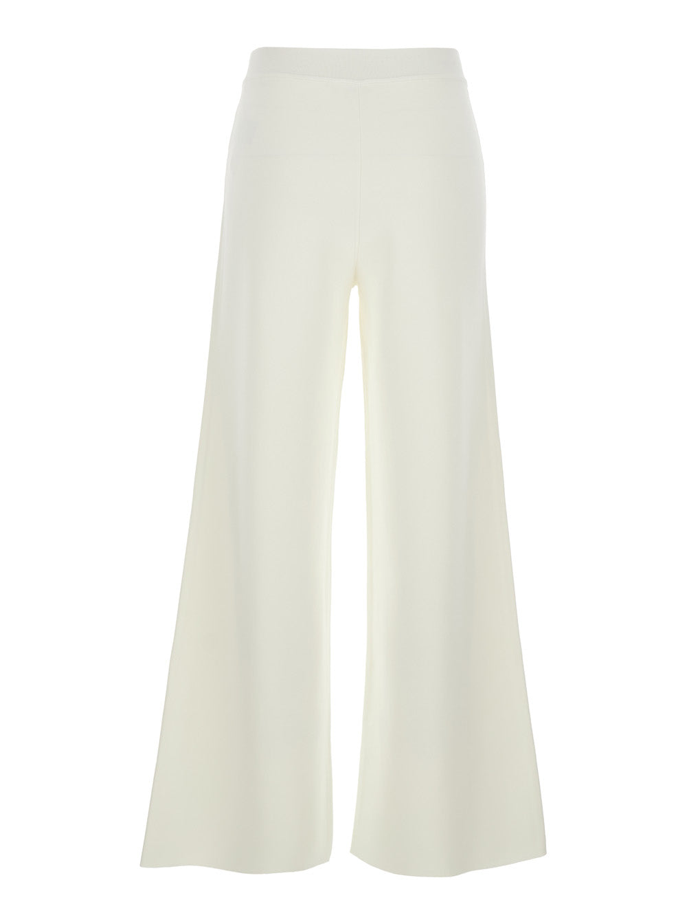 Wide Leg Pull-On Pants in Viscose Blend White Women Polyamide Trousers
