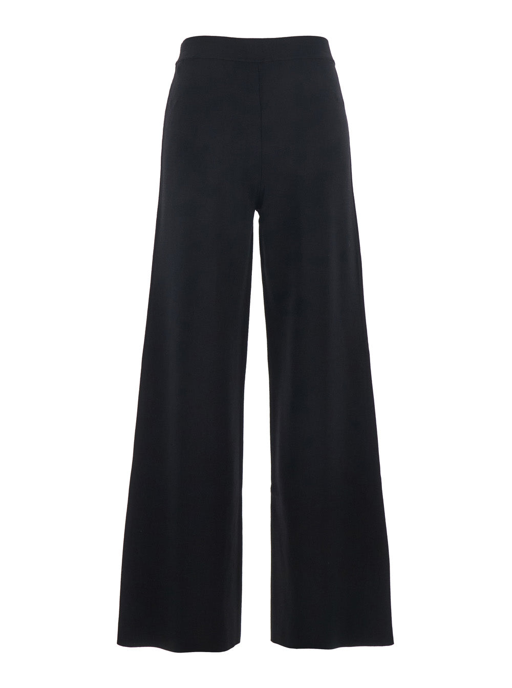 Black Pants with Wide Leg and Pull-On Design in Viscose Blend for Women Polyamide Trousers