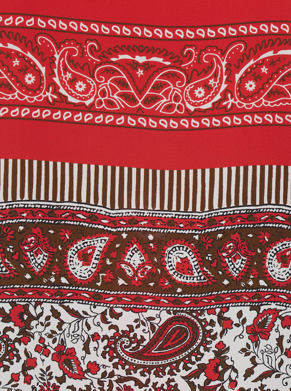 Red Silk Caftan with V-Neck and All-Over Bandana Motif for Women Beachwear